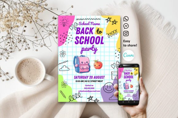 Cute Back to School Party Invitation